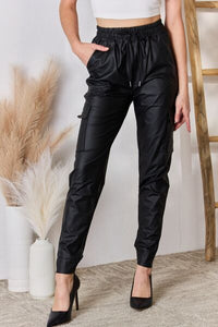 Color 5 Faux Leather Cargo Pants