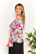 Load image into Gallery viewer, Double Take Floral Off-Shoulder Flounce Sleeve Layered Blouse