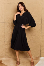 Load image into Gallery viewer, OneTheLand Make Your Move Solid Surplice Midi Dress