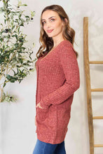 Load image into Gallery viewer, Double Take Ribbed Button-Up Cardigan with Pockets