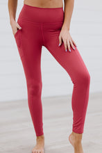 Load image into Gallery viewer, Zenana Step Aside Athletic Leggings with Pockets in Rose