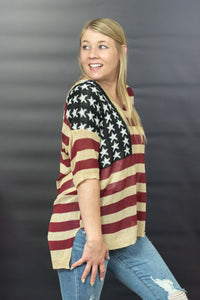 BiBi Sweet Land of Liberty Flag Print Sweater