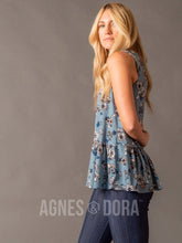 Load image into Gallery viewer, Agnes &amp; Dora™ Relaxed Ruffle Tank Chambray/Blush Floral
