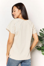Load image into Gallery viewer, Double Take Crochet Buttoned Short Sleeves Top