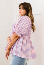 Load image into Gallery viewer, Davi &amp; Dani Youthful Days Gingham Smocked Babydoll Top