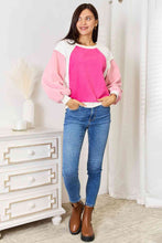 Load image into Gallery viewer, Double Take Color Block Dropped Shoulder Sweatshirt