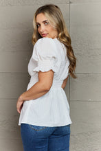 Load image into Gallery viewer, Culture Code Sweet Serenity V-Neck Puff Sleeve Button Down Top