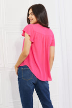 Load image into Gallery viewer, Sew In Love Just For You Short Ruffled sleeve length Top in Hot Pink