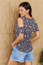 Load image into Gallery viewer, Heimish On My Own Cold Shoulder Keyhole Floral Print Top