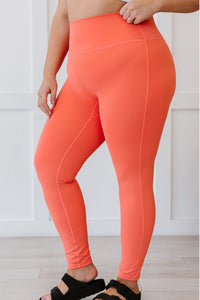 Zenana On Your Mark High Waisted Active Leggings in Deep Coral