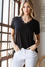 Load image into Gallery viewer, Heimish Lace Detail V-Neck Short Sleeve T-Shirt