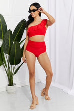 Load image into Gallery viewer, Marina West Swim Seaside Romance Ruffle One-Shoulder Bikini in Red