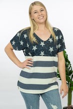 Load image into Gallery viewer, BiBi Home of the Brave Flag Print Tee
