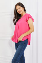 Load image into Gallery viewer, Sew In Love Just For You Short Ruffled sleeve length Top in Hot Pink