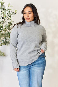 Heimish Turtleneck Long Sleeve Slit Sweater