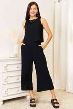 Load image into Gallery viewer, Double Take Buttoned Round Neck Tank and Wide Leg Pants Set