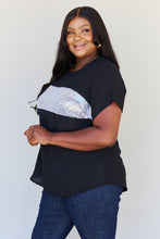 Load image into Gallery viewer, Sew In Love Shine Bright Center Mesh Sequin Top in Black/Silver