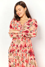 Load image into Gallery viewer, Double Take Floral Frill Trim Flounce Sleeve Plunge Maxi Dress