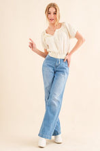 Load image into Gallery viewer, And The Why Cotton Gauze Back Waist Tie Cropped Blouse