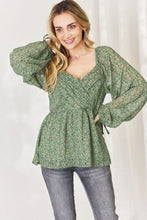 Load image into Gallery viewer, HEYSON Floral Surplice Peplum Blouse