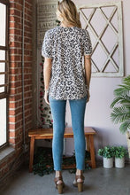 Load image into Gallery viewer, Heimish Leopard Round Neck Petal Sleeve T-Shirt