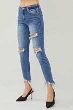 Load image into Gallery viewer, RISEN Distressed Frayed Hem Slim Jeans