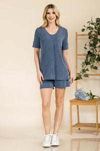 Celeste Rib Short Sleeve T-Shirt and Shorts Set