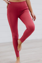 Load image into Gallery viewer, Zenana Step Aside Athletic Leggings with Pockets in Rose