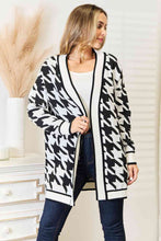 Load image into Gallery viewer, Woven Right Houndstooth Open Front Longline Cardigan