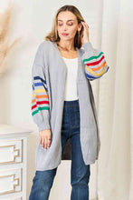 Load image into Gallery viewer, Double Take Multicolored Stripe Open Front Longline Cardigan