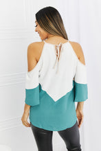 Load image into Gallery viewer, Hailey &amp; Co Full Size Color Block Cold-Shoulder Blouse