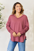Load image into Gallery viewer, Culture Code V-Neck Exposed Seam Long Sleeve Blouse
