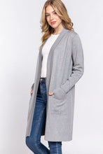 Load image into Gallery viewer, ACTIVE BASIC Open Front Rib Trim Long Sleeve Knit Cardigan