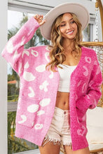 Load image into Gallery viewer, BiBi Leopard Open Front Contrast Cardigan