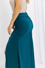 Load image into Gallery viewer, White Birch Up and Up Ruched Slit Maxi Skirt in Teal