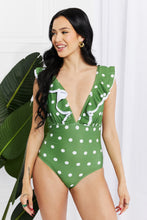 Load image into Gallery viewer, Marina West Swim Moonlit Dip Ruffle Plunge Swimsuit in Mid Green