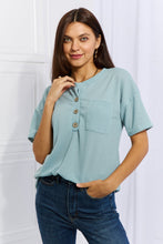 Load image into Gallery viewer, Heimish Made For You 1/4 Button Down Waffle Top in Blue