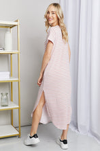 Load image into Gallery viewer, Heimish Horizontal Stripe Side Slit V-Neck Dress