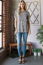 Load image into Gallery viewer, Heimish Leopard Round Neck Petal Sleeve T-Shirt