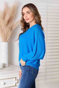 Zenana Round Neck Batwing Sleeve Blouse