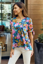 Load image into Gallery viewer, Petal Dew Full Size Floral V-Neck Tie Detail Blouse