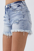Load image into Gallery viewer, RISEN High Rise Acid Wash Denim Shorts