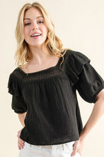 Load image into Gallery viewer, And The Why Square Neck Cotton Gauze Ruffled Blouse