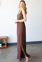 Load image into Gallery viewer, First Love Tie Back Sleeveless Slit Wide Leg Jumpsuit