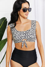 Load image into Gallery viewer, Marina West Swim Sanibel Crop Swim Top and Ruched Bottoms Set in Black