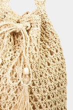 Load image into Gallery viewer, Fame Straw Braided Drawstring Tote Bag with Tassel