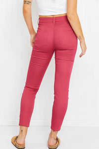 Zenana Walk the Line High Rise Skinny Jeans in Rose