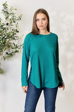 Load image into Gallery viewer, Zenana Round Neck Long Sleeve Slit Top
