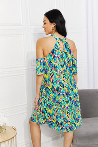 Sew In Love Perfect Paradise Printed Cold-Shoulder Dress