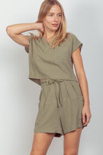 Load image into Gallery viewer, VERY J Woven Cropped Top &amp; Waist Tie Shorts Set